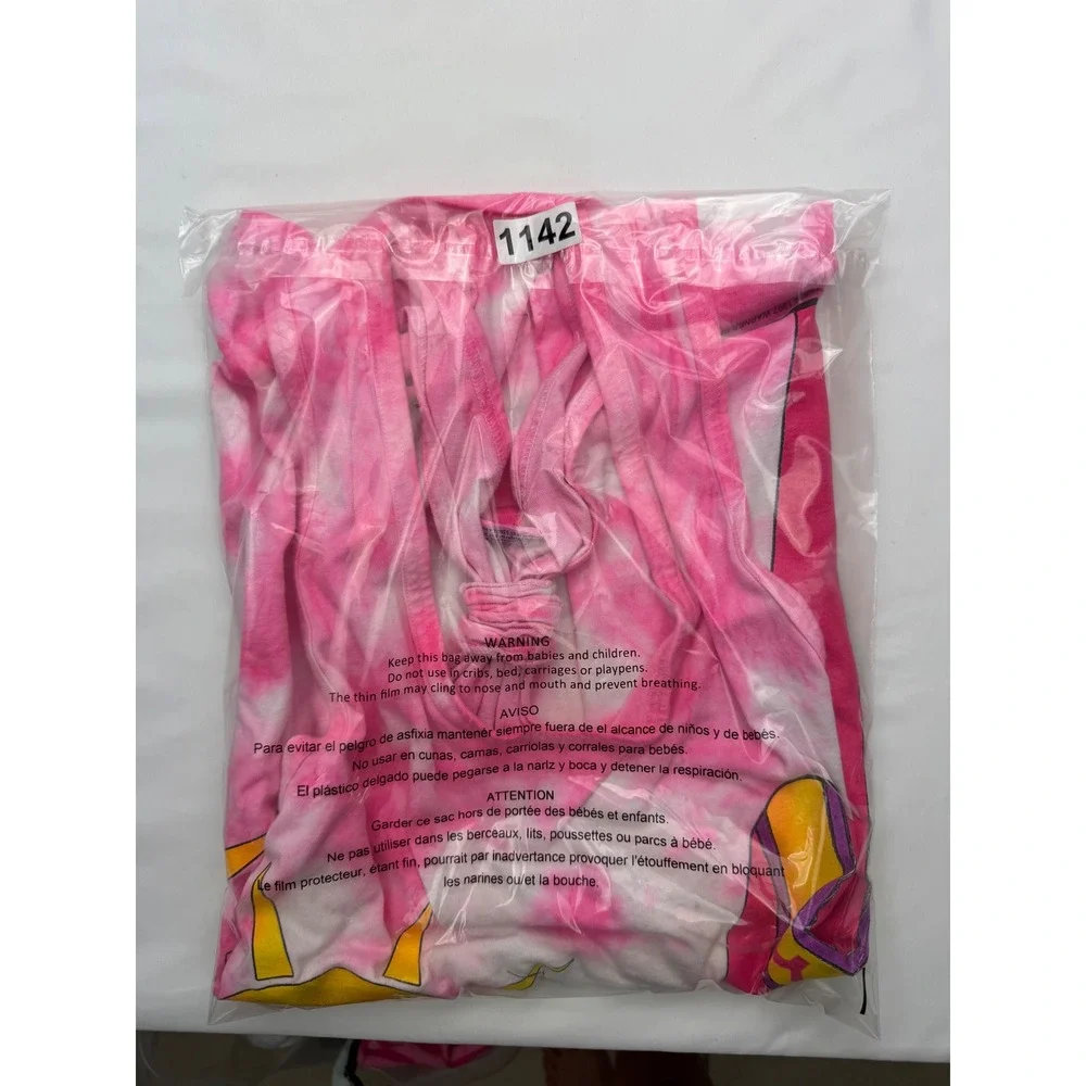 Vintage 1997 Warner Bros Tweety Bird Tie Dye Beach Cover Up Mini Dress Pink OS‎